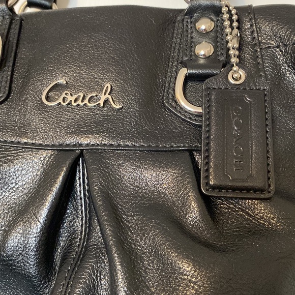 Coach Black leather satchel with silver tone hardware - Picture 2 of 9